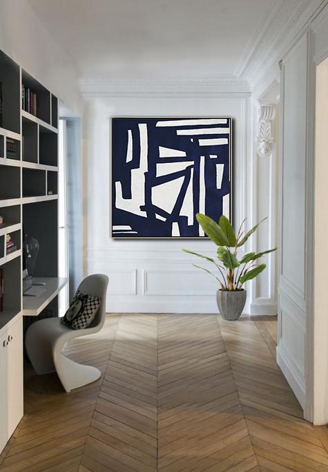 Navy Blue Minimalist Painting #NV298A - Click Image to Close